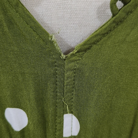 Bohemian Traders Green with White Poka Dot Dress/Size Large - Picture 6 of 10
